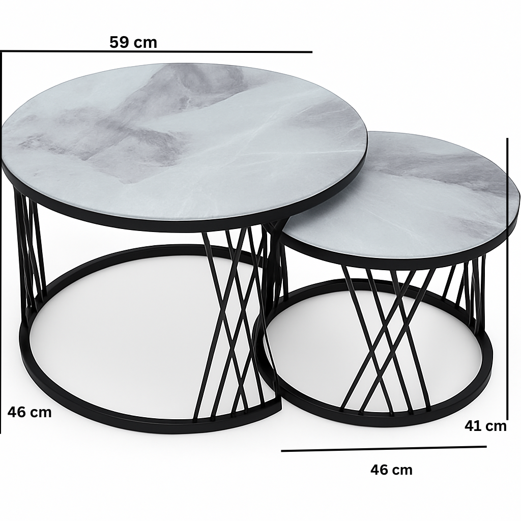 Wow Ceramic Marble Coffee Table Set Of 2