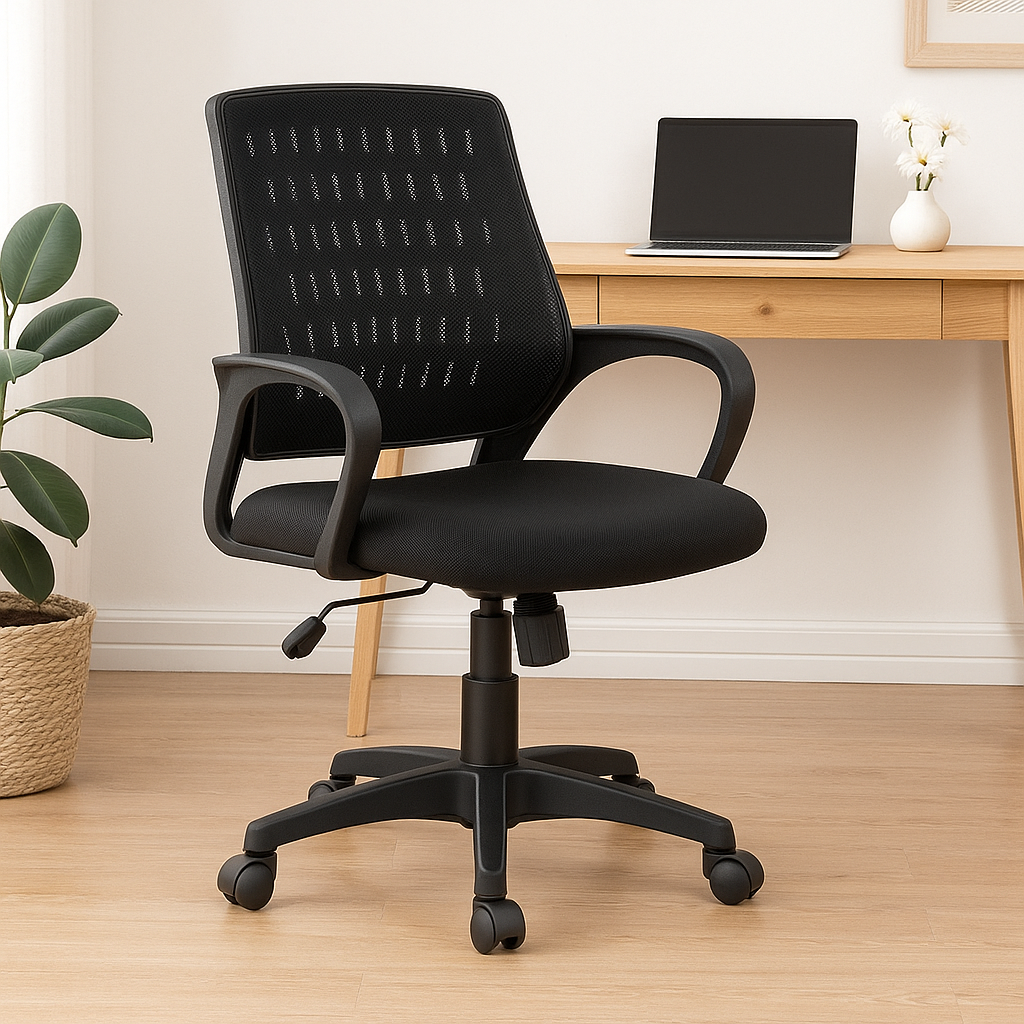 Modern Ergonomic Mesh Office Chair with Lumbar Support – Black