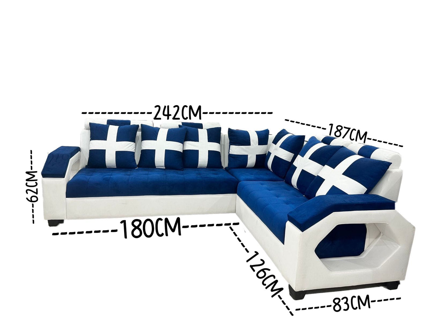 Coal L Shape Sofa 6 Seater Sofa Set (3 seater + Right Aligned Chaise)