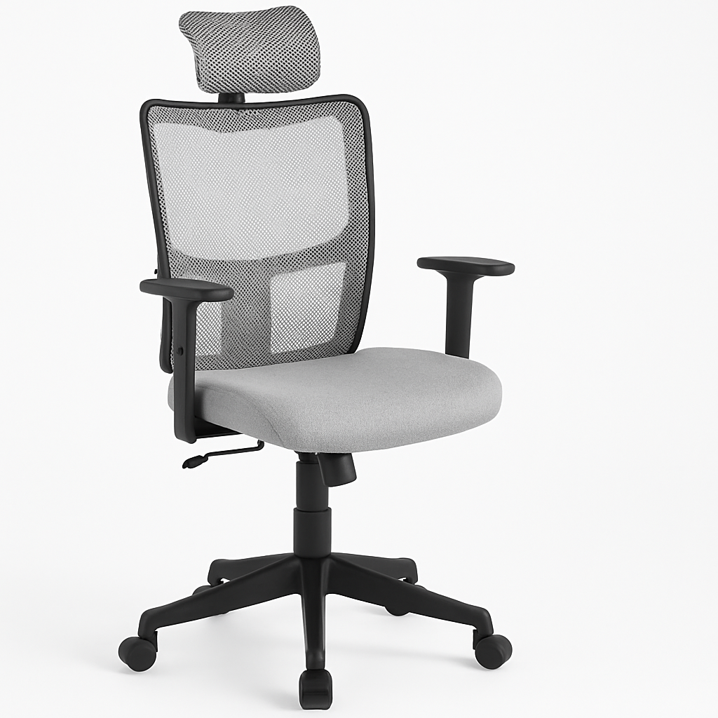 ErgoMesh High Back Office Chair with Headrest – Grey