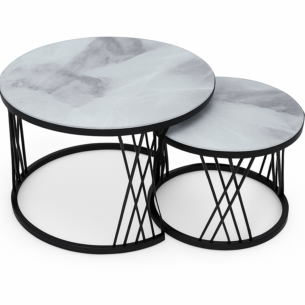 Wow Ceramic Marble Coffee Table Set Of 2