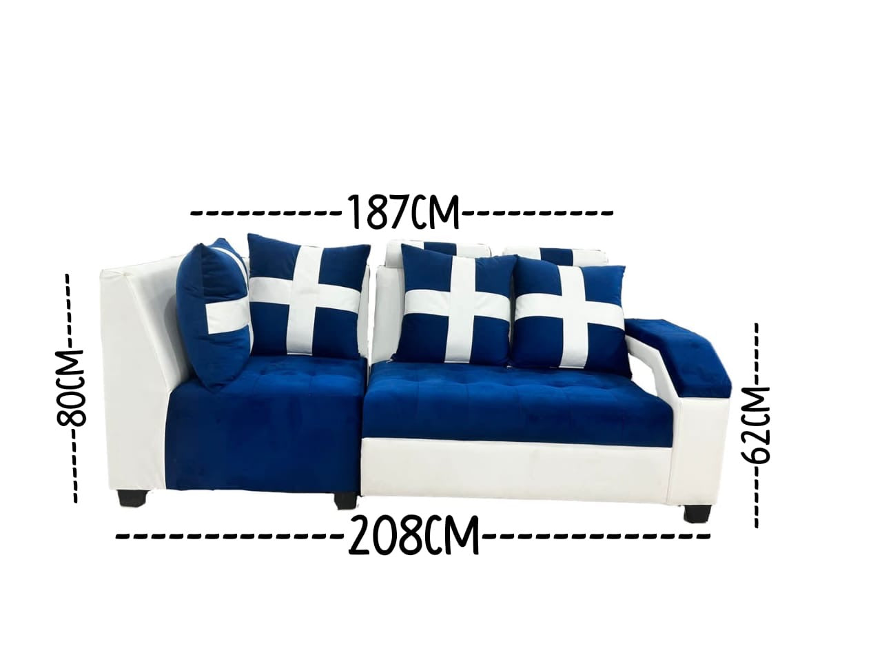 Coal L Shape Sofa 6 Seater Sofa Set (3 seater + Right Aligned Chaise)