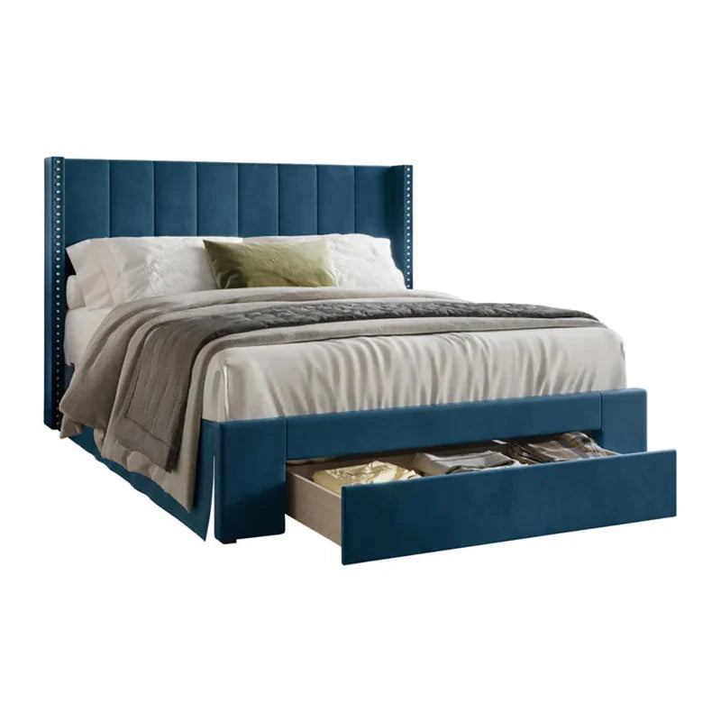Mla Bed in blue Colour With Box Storage