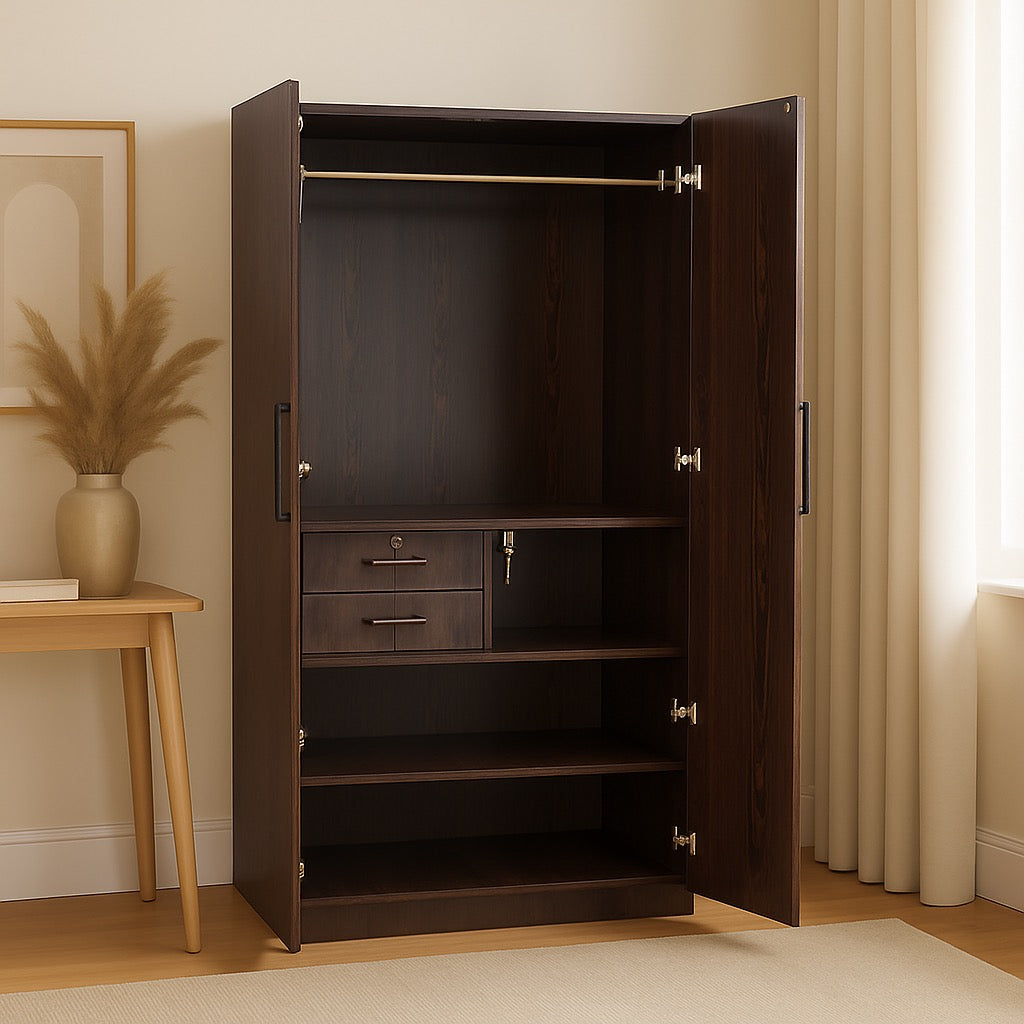 Era 2 Door Wardrobe with Drawer, and 1 Hanging Space