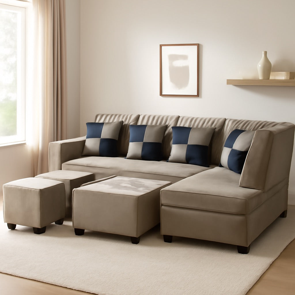 Cool L Shape 3 Seater Sofa Set (3 Seater+Right Aligned Chaise)