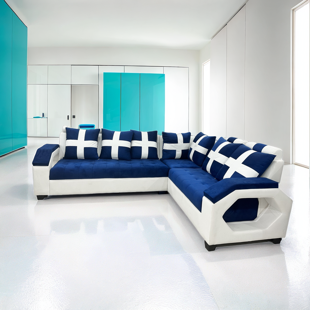 Coal L Shape Sofa 6 Seater Sofa Set (3 seater + Right Aligned Chaise)