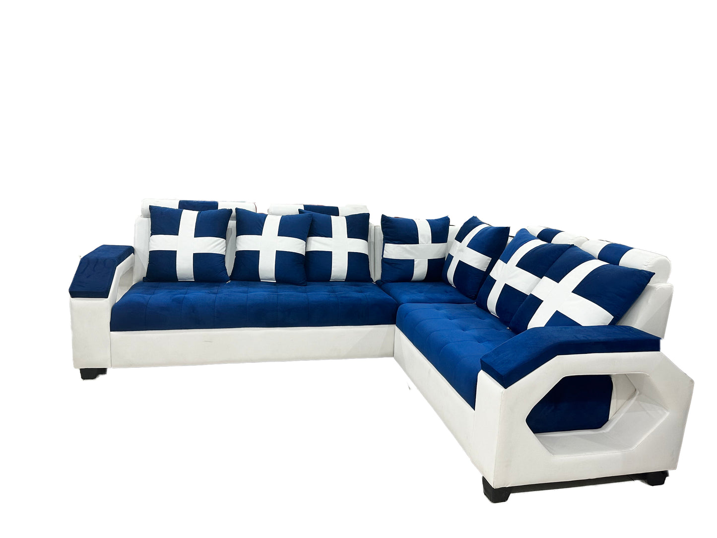Coal L Shape Sofa 6 Seater Sofa Set (3 seater + Right Aligned Chaise)