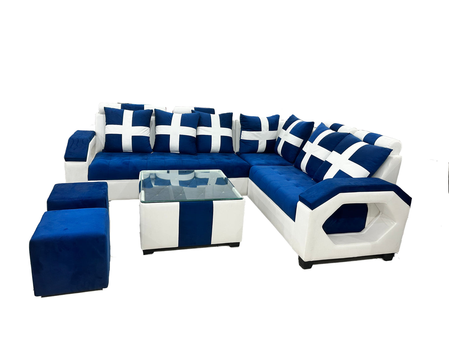 Coal L Shape Sofa 6 Seater Sofa Set (3 seater + Right Aligned Chaise)