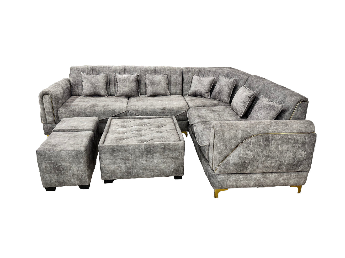 Real 6 Seater L Shape Sofa Set (3 Seater + Right Aligned Chaise)