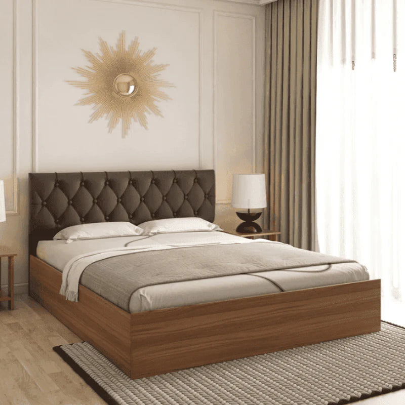 Iira Bed in wood Colour With Box Storage