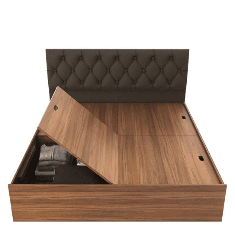 Iira Bed in wood Colour With Box Storage