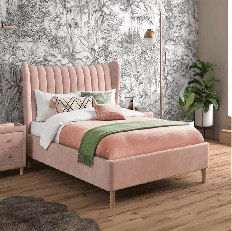 Quney Bed in Pink Colour With Box Storage