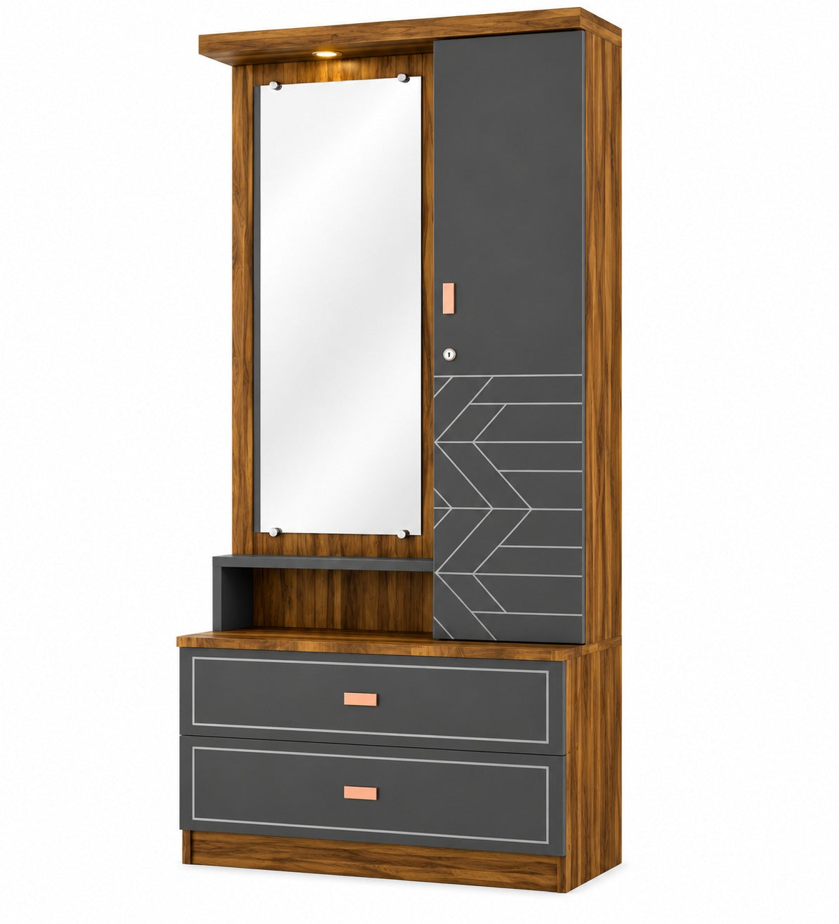 Har Ghar Khushi Prolive Modern Wooden Dressing Table with Full-Length Mirror & Storage, Engineered Wood, Free Home Delivery, Free Installation, 2 Year Warranty