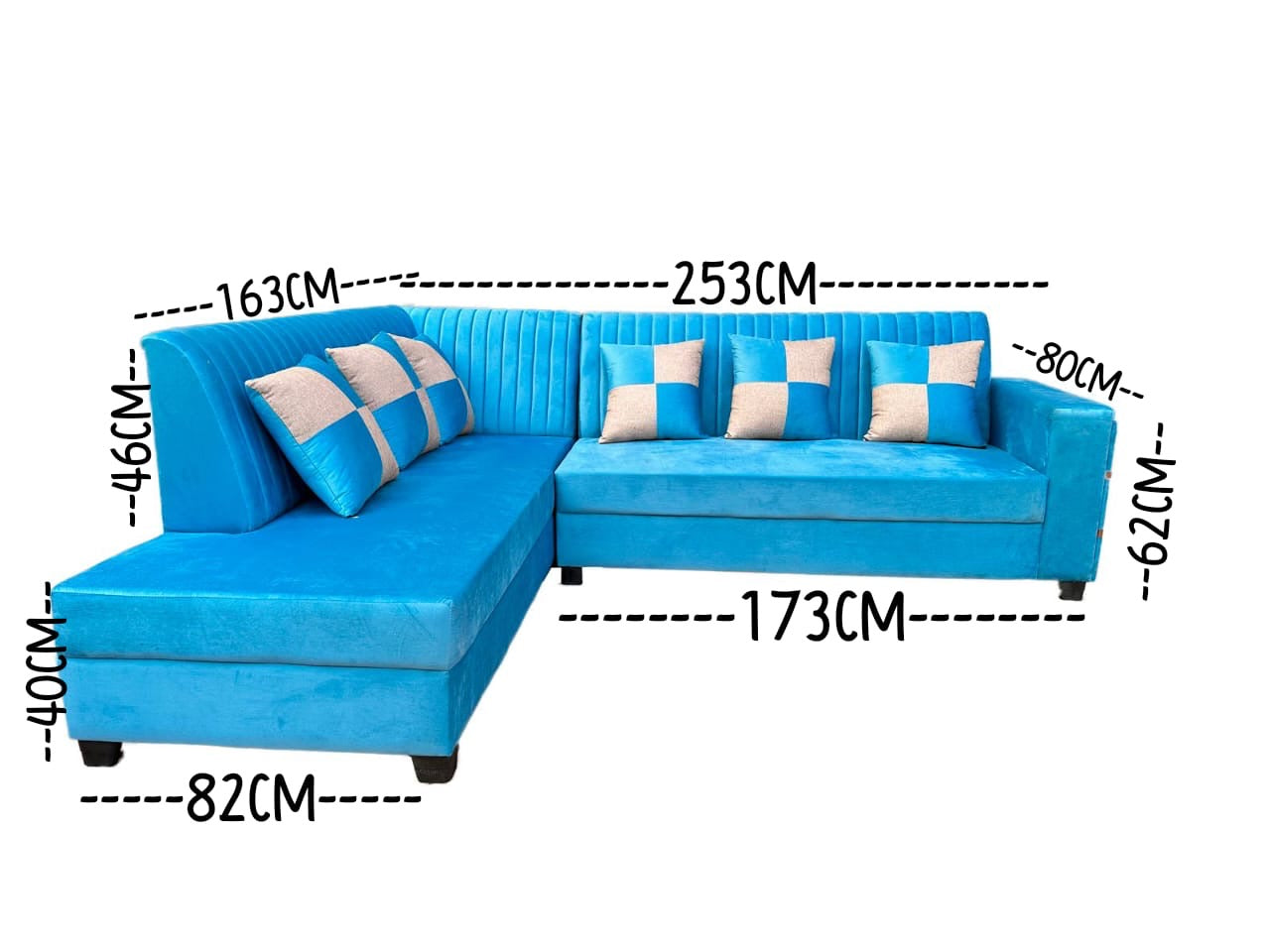 Kite L Shape 6 Seater Sofa Set (3 Seater + Left Aligned Chaise)