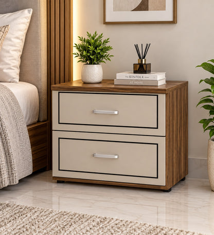 Har Ghar Khushi Gre Modern 2-Drawer Bedside Table with Premium Wooden Finish, Engineered Wood, Free Home Delivery, Free Installation, 2 Year Warranty.