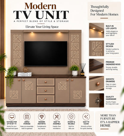 Har Ghar Khushi Bose Modern Wooden TV Unit & Storage Cabinets, Engineered Wood, Free Home Delivery, Free Installation, 2 Year Warranty.