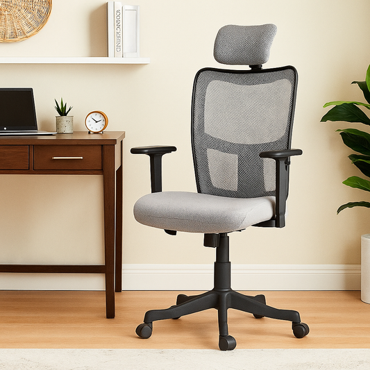 ErgoMesh High Back Office Chair with Headrest – Grey