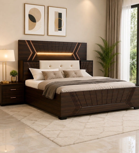 Har ghar khushi helixon hydraulic king bed, engineered wood, free home delivery, free installation, 2 year warranty.