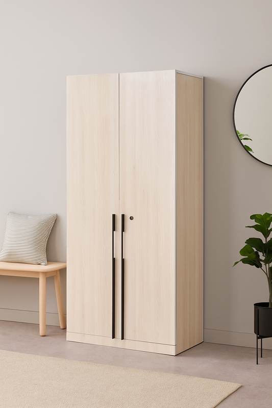 Candy 2 Door Wardrobe with Drawer,  and 1 Hanging Space (Cream)