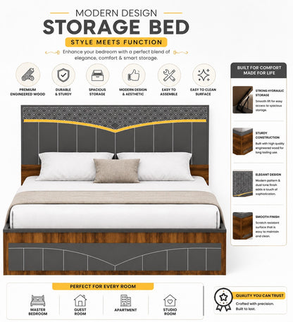Har ghar khushi Prolive King Bed Hydraulic Storage, Free Home Delivery, Free Installation.