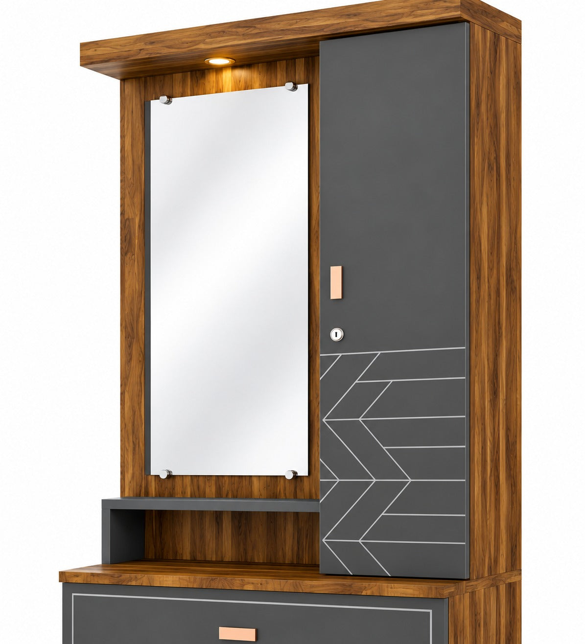 Har Ghar Khushi Prolive Modern Wooden Dressing Table with Full-Length Mirror & Storage, Engineered Wood, Free Home Delivery, Free Installation, 2 Year Warranty