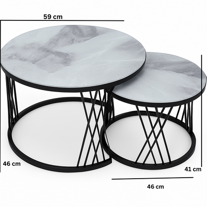 Wow Ceramic Marble Coffee Table Set Of 2