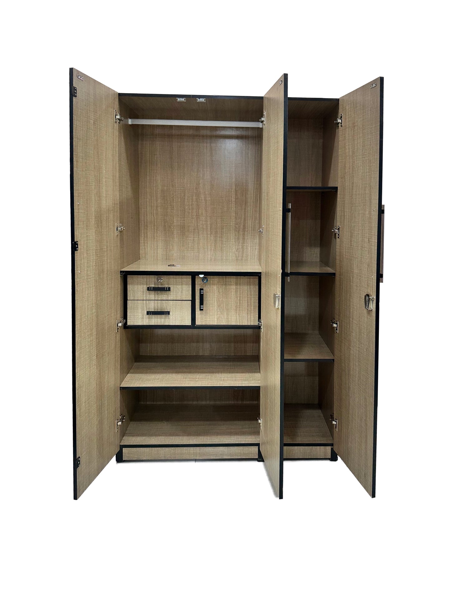 Qully 3 Door Wardrobe with Drawer and 1 Hanging Space