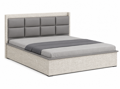 Har Ghar Khushi Upholstered Grey Colour Bed Hydraulic Storage