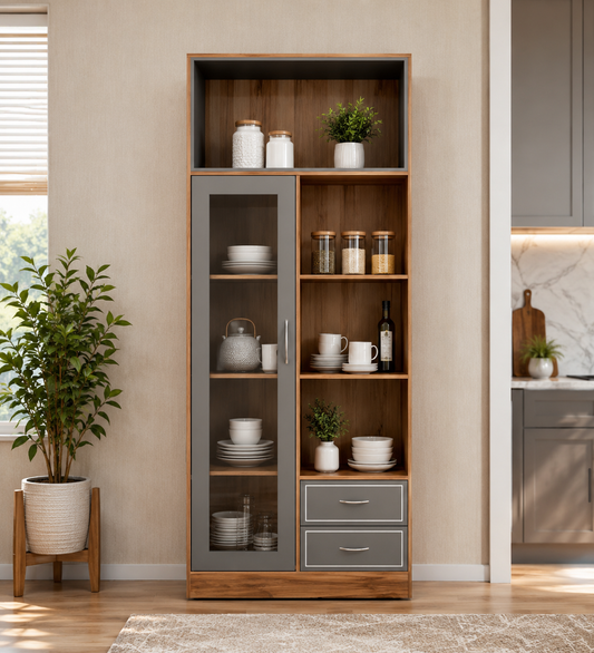 Har Ghar Khushi Voom Display Almirah Grey, Free Delivery, Free Installation