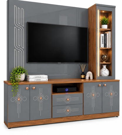 Har Ghar Khushi Yamaha Modern Wooden TV Unit & Storage Cabinets, Engineered Wood, Free Home Delivery, Free Installation, 2 Year Warranty.