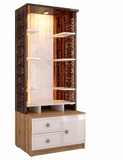 Har Ghar Khushi Agni Temple White And Walnut, Free Home Delivery, Free Installation.