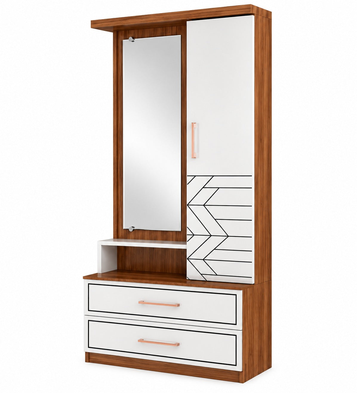 Har Ghar Khushi Curve Modern Wooden Dressing Table with Full-Length Mirror & Storage, Engineered Wood, Free Home Delivery, Free Installation, 2 Year Warranty
