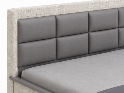 Har Ghar Khushi Upholstered Grey Colour Bed Hydraulic Storage