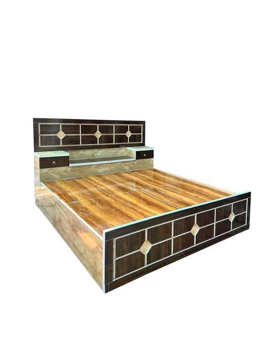 Cheese Engineered Wood Bed with Storage (78*60inch)