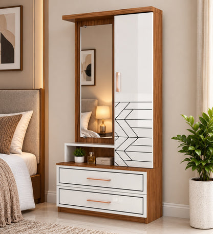 Har Ghar Khushi Curve Modern Wooden Dressing Table with Full-Length Mirror & Storage, Engineered Wood, Free Home Delivery, Free Installation, 2 Year Warranty