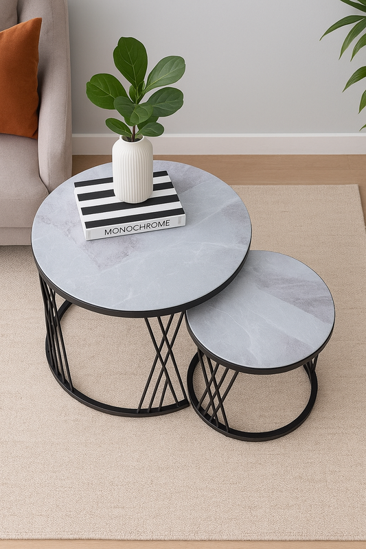 Wow Ceramic Marble Coffee Table Set Of 2