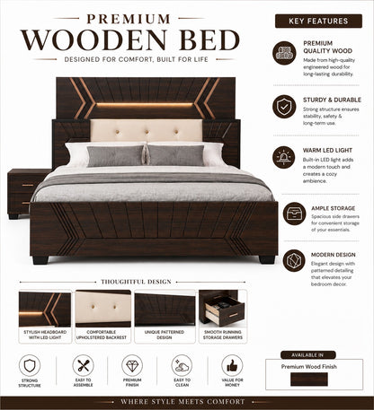 Har ghar khushi helixon hydraulic king bed, engineered wood, free home delivery, free installation, 2 year warranty.