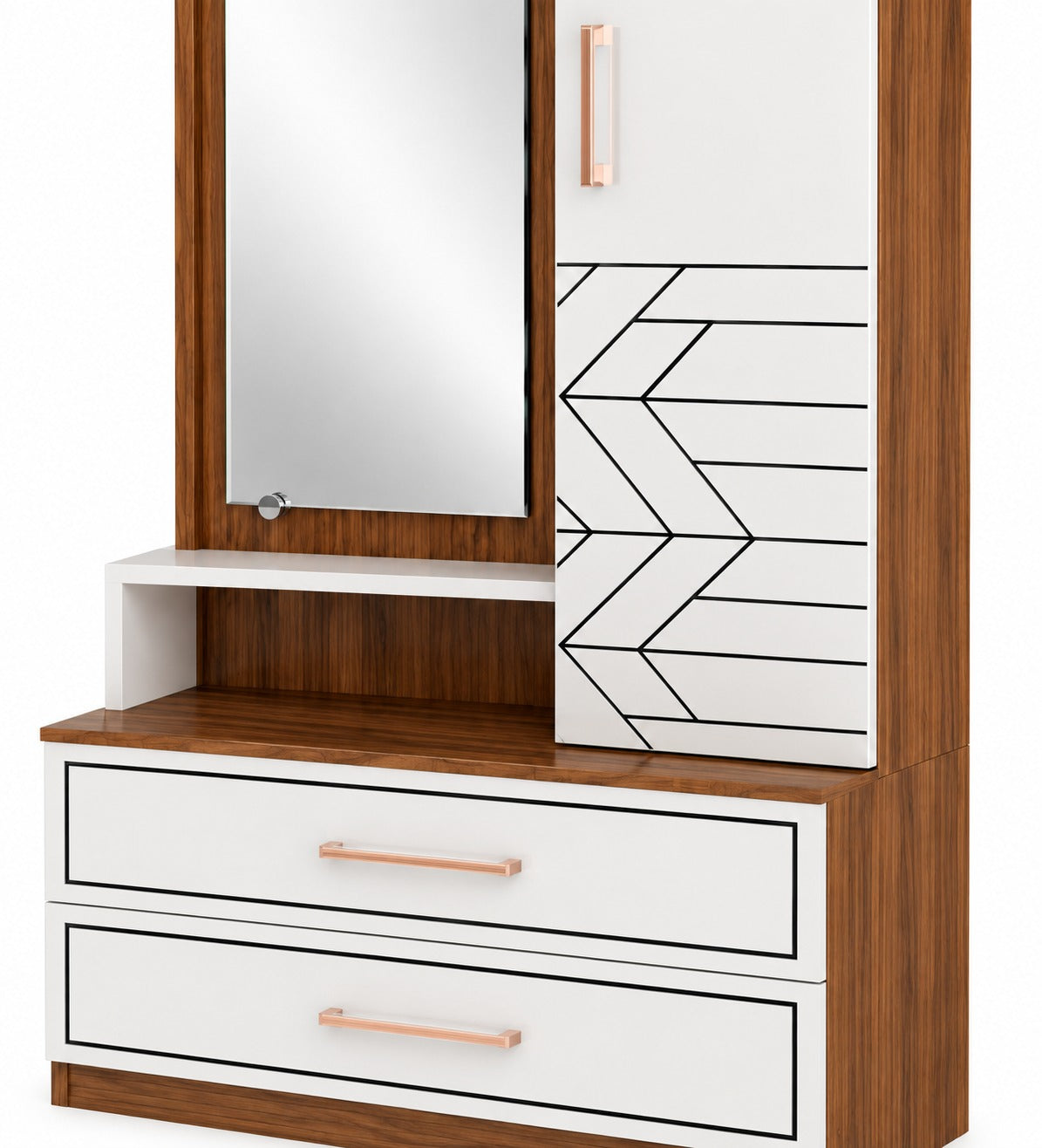 Har Ghar Khushi Curve Modern Wooden Dressing Table with Full-Length Mirror & Storage, Engineered Wood, Free Home Delivery, Free Installation, 2 Year Warranty