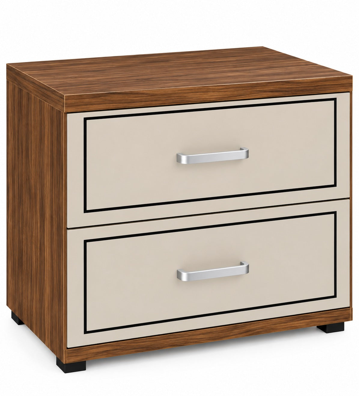 Har Ghar Khushi Gre Modern 2-Drawer Bedside Table with Premium Wooden Finish, Engineered Wood, Free Home Delivery, Free Installation, 2 Year Warranty.