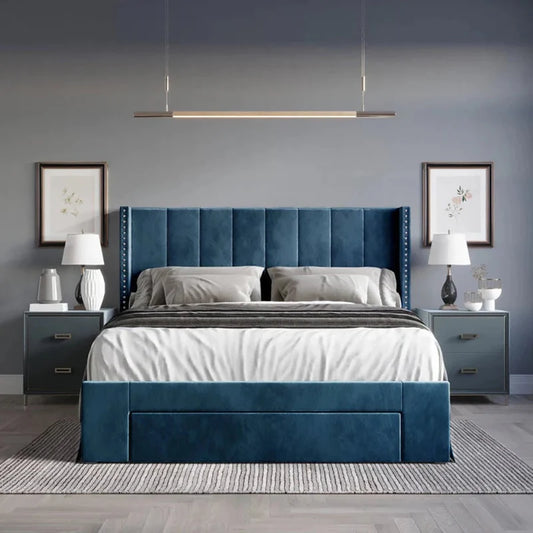 Mla Bed in blue Colour With Box Storage