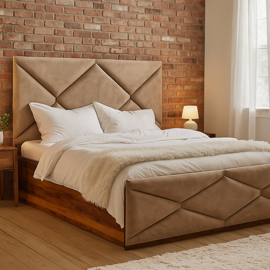 Piano Cushion Engineered Wood Bed with Storage