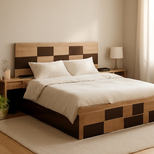 Block Engineered Wood Bed with Storage (78*60inch)