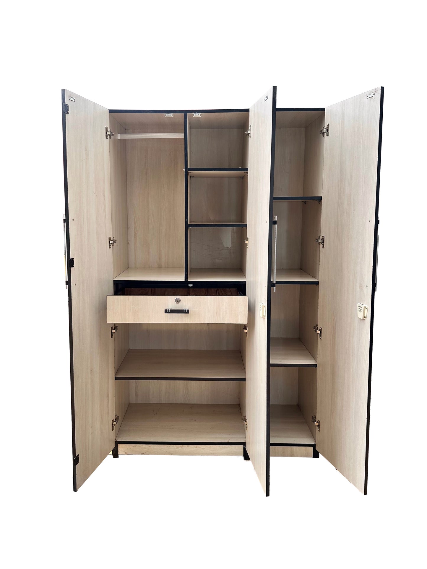 Sweet 3 Door Wardrobe with Drawer and 1 Hanging Space (Cream )