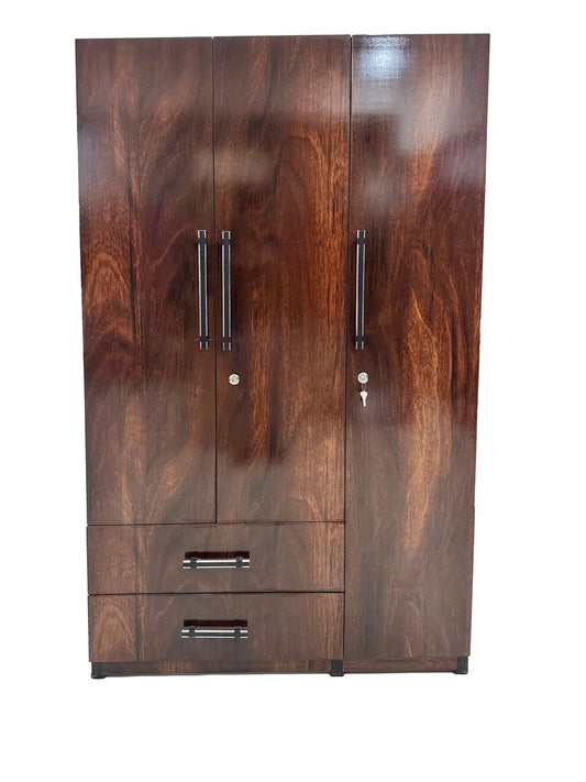 Wally 3 Door Wardrobe with Drawer,  and 1 Hanging Space (columbia Walnut)