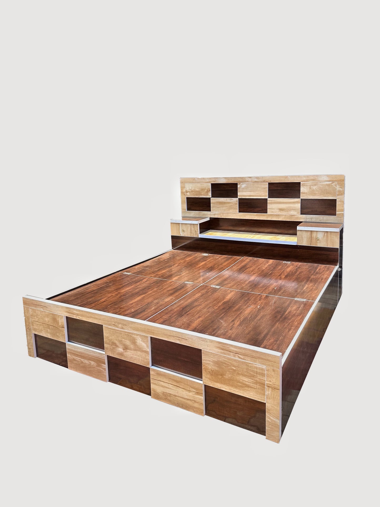 Block Engineered Wood Bed with Storage (78*60inch)