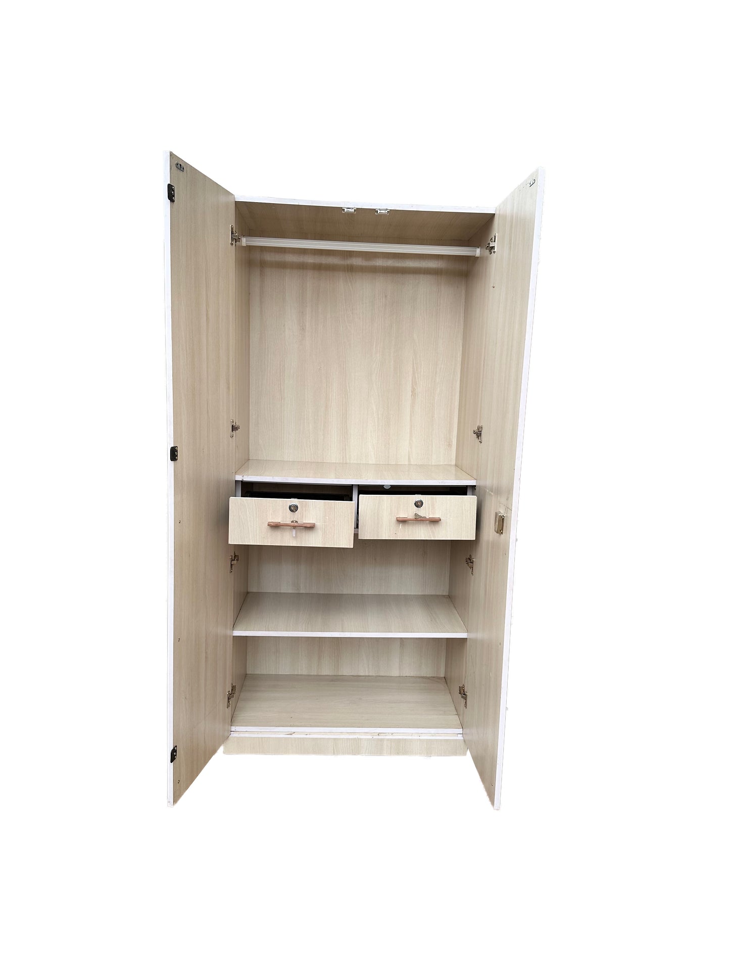 Candy 2 Door Wardrobe with Drawer,  and 1 Hanging Space (Cream)