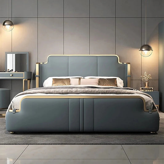 Aura Bed in Greyish Blue Colour With Box Storage